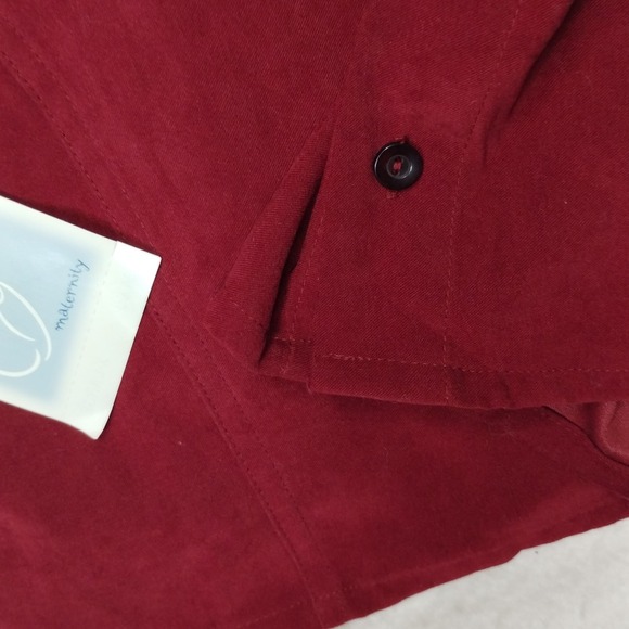 Baby and Me Burgundy Button Down Shirt Blouse Women's XL NWT with double pockets - Picture 12 of 12